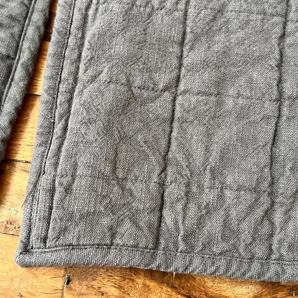 Casaluna Heavyweight Linen Blend Quilted Standard Pillow Shams Gray